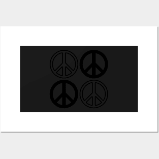 Terracotta and Black Peace Signs Pattern Posters and Art